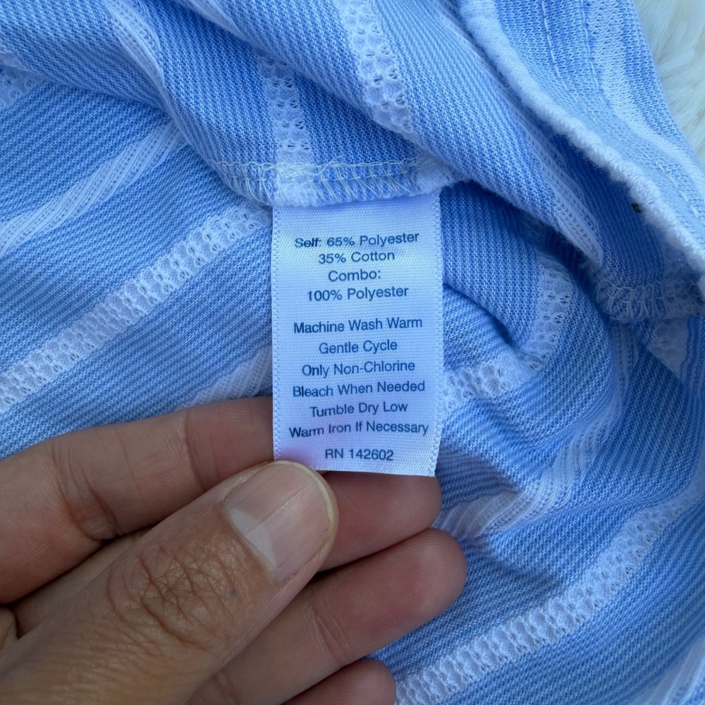Sail to Sable STS Blue White Striped Short Sleeve Shift Dress Large Gold Zipper - Picture 4 of 7